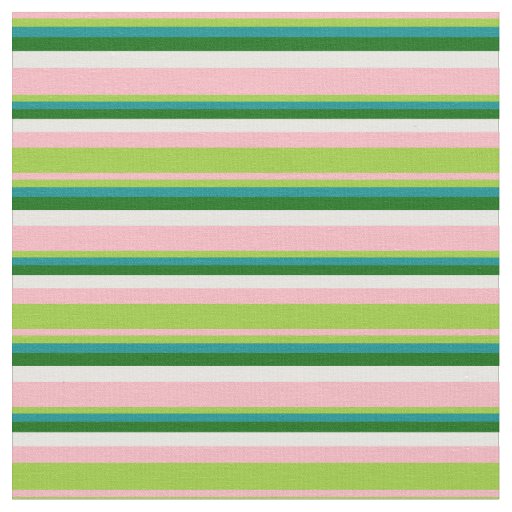 Pink, Green, Dark Cyan, Dark Green & Mint Cream Fabric