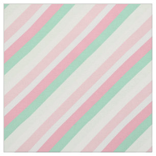 Pink Green Diagonal Stripe Pattern Fabric