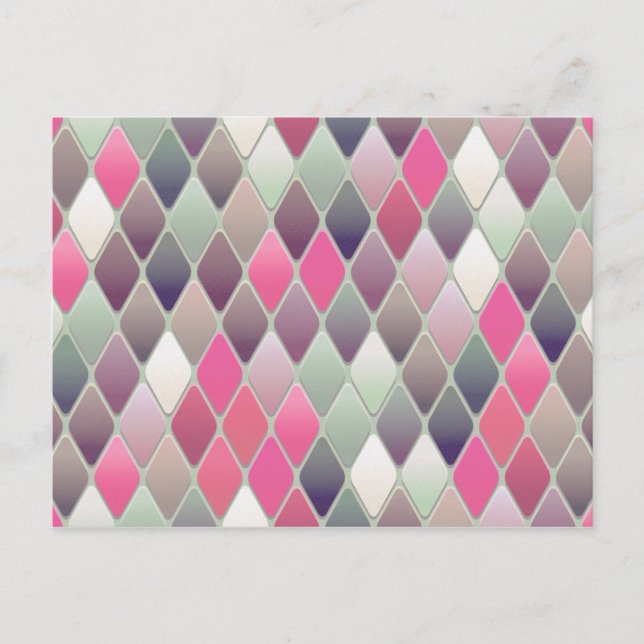 pink green diamond pastel postcard (Front)