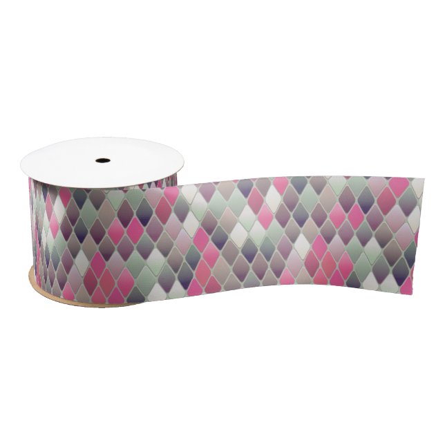 pink green diamond pastel ribbon (Spool)