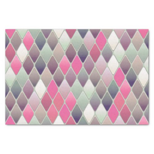 pink green diamond pastel tissue paper