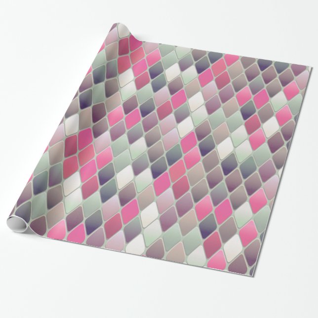 pink green diamond pastel wrapping paper (Unrolled)