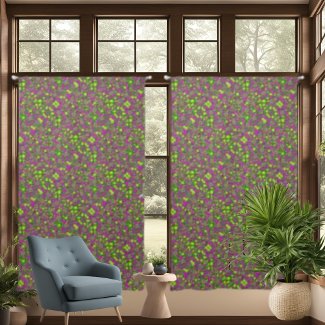 Pink Green Diamond Pattern Drapes Curtains
