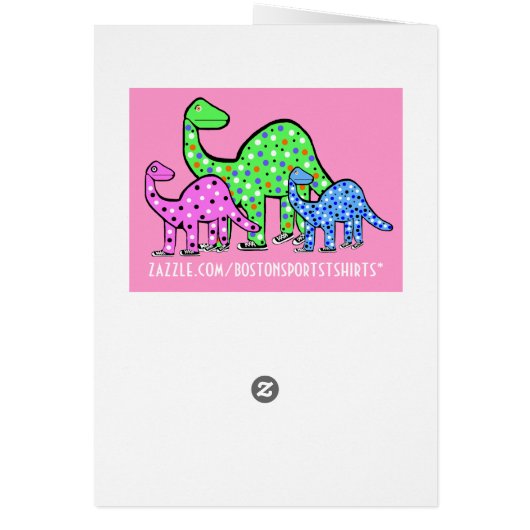 Pink & Green Dinosaur Cartoon Birthday Card Gift (Back)