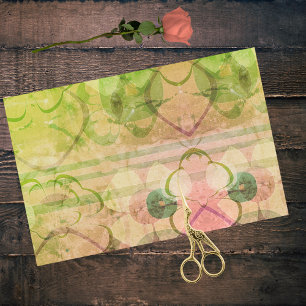 Pink Green Distressed Pop Art Abstract Floral Tissue Paper