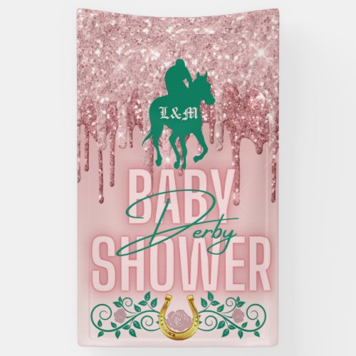 PinkGreen Elegant Glitter Drip Derby Baby Shower Banner
