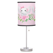  Pink Green Elephant Flowers Nursery Baby Girl Table Lamp (Left)