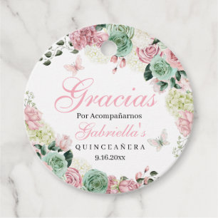 Pink & Green Enchanted Garden Circle Favor Tags
