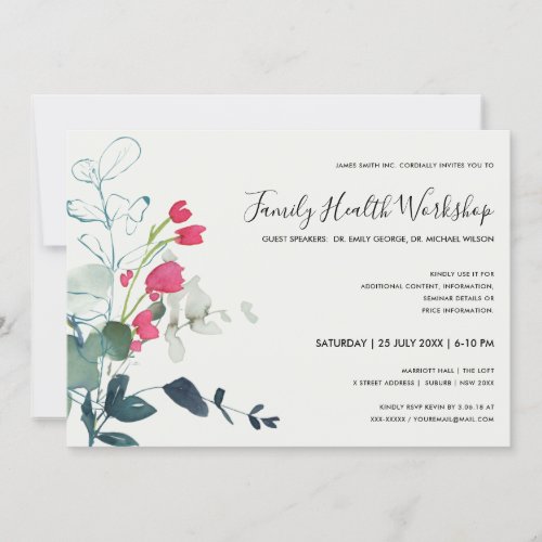 PINK GREEN FAUNA EUCALYPTUS WREATH WORKSHOP EVENT INVITATION