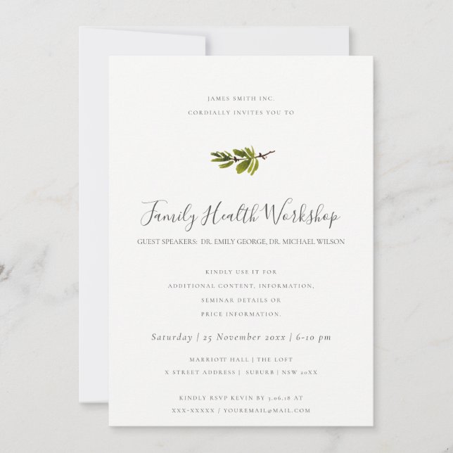 PINK GREEN FAUNA EUCALYPTUS WREATH WORKSHOP EVENT INVITATION (Front)