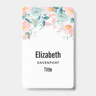 Pink & Green Floral Border Badge