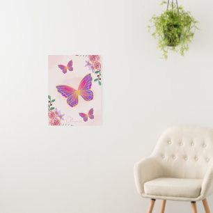 Pink Green Floral Border Elegant Printable Poster