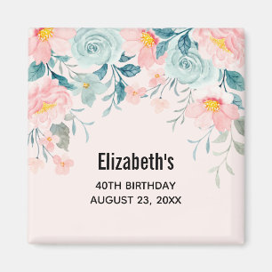 Pink & Green Floral Border Magnet