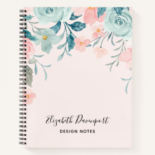 Pink & Green Floral Border Notebook