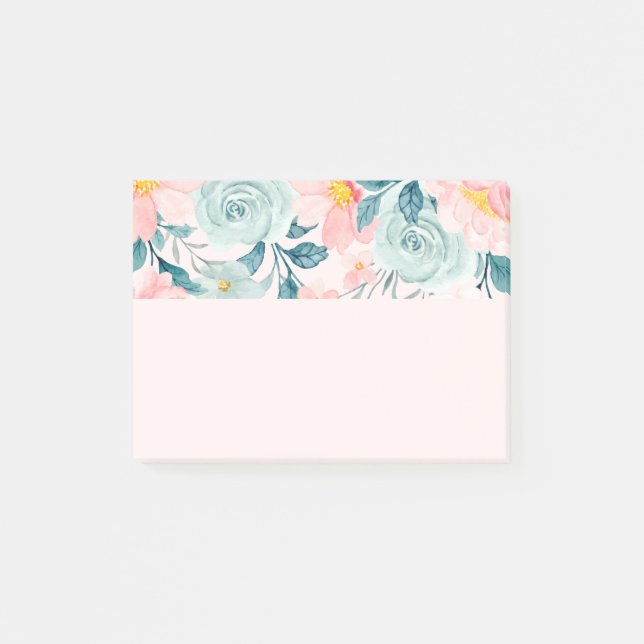 Pink & Green Floral Border Post-it Notes (Front)