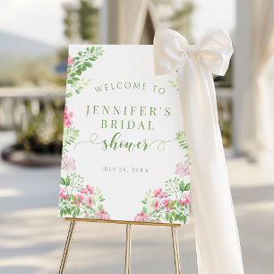 Pink Green Floral Bridal Shower Welcome Sign