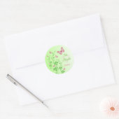 Pink, Green Floral Butterflies Bat Mitzvah Sticker (Envelope)