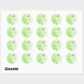 Pink, Green Floral Butterflies Bat Mitzvah Sticker (Sheet)