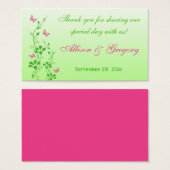 Pink, Green Floral, Butterflies Wedding Favor Tag (Front & Back)