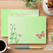 Pink Green Floral Butterfly Envelope for 5"x7"'s (Desk)
