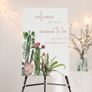 Pink Green Floral Cacti Fauna Baby Shower Welcome Foam Board