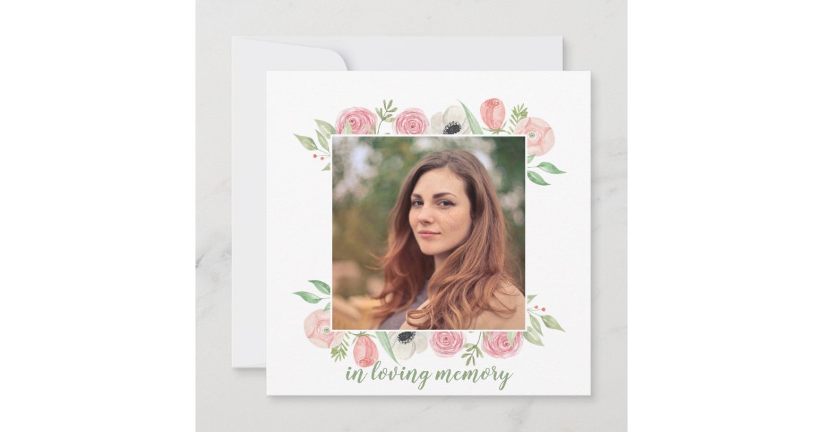 Pink & Green Floral Celebration of Life Funeral Thank You Card | Zazzle