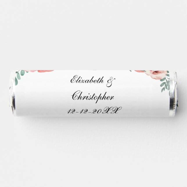 Pink Green Floral Elegant Wedding  Breath Savers® Mints (Front)