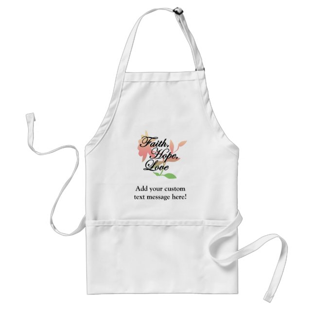 Pink/Green Floral Faith Hope Love Adult Apron (Front)