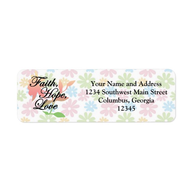 Pink/Green Floral Faith Hope Love Label (Front)