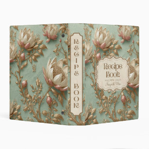 Pink Green Floral Kitchen Recipe Binder Organizer