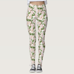 Pink Green Floral Leggings