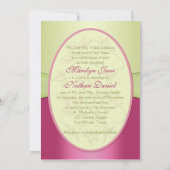 Pink, Green Floral Monogram Wedding Invitation (Back)