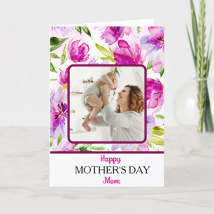 Pink Green Floral Mother's Day Holiday Card