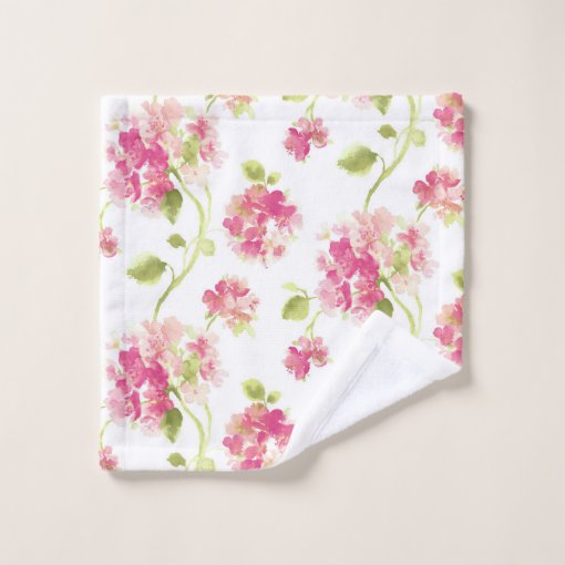 Pink Green Floral Pattern Bath Towel Set | Zazzle