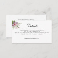 Pink Green Floral QR code Wedding Details  Enclosure Card