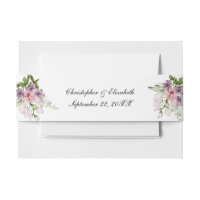 Pink Green Floral Traditional Classic Wedding  Invitation Belly Band