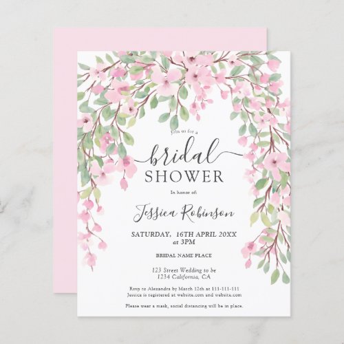 pink green floral watercolor budget bridal shower