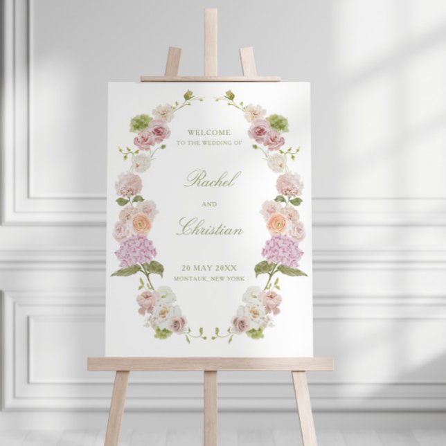 Pink Green Floral Wedding Foam Board (Creator Uploaded)