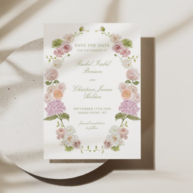 Pink Green Floral Wedding Save The Date (Creator Uploaded)