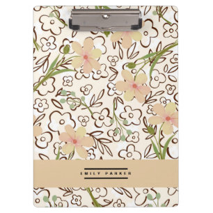 Pink Green Flower Pattern Personalized Clipboard
