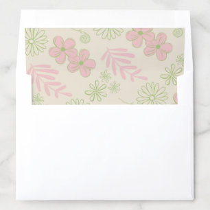 Pink Green Flowers Rustic Boho Bridal Envelope Liner
