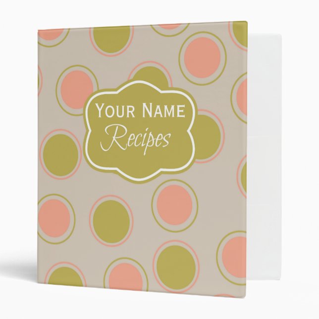 Pink & Green Fun Personalized Recipe Binder (Front/Inside)