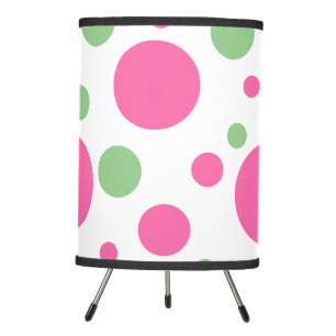Pink Green Geometric Dots Tripod Lamp