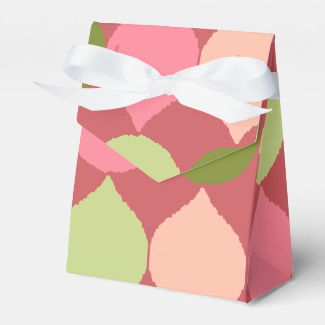 Pink Green Geometric Ikat Teardrop Circles Pattern Favor Boxes (Front Side)