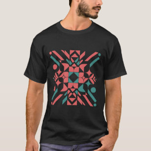 Pink green geometric pattern T-Shirt