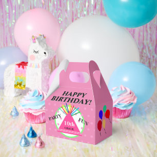 Pink Green Geometric Polka Dots Party Hat Favor Boxes