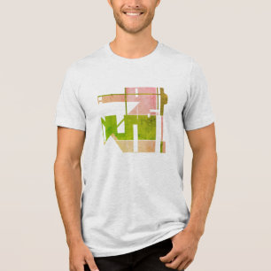 Pink Green Geometric Tribal Art Motif, Small Tri-Blend Shirt