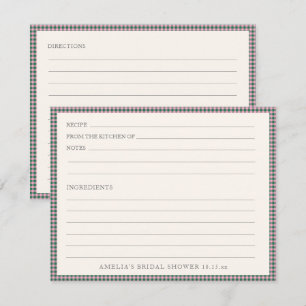 Pink Green Gingham Bridal Shower Recipe Cards