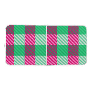Pink Green Gingham Check Design Beer Pong Table