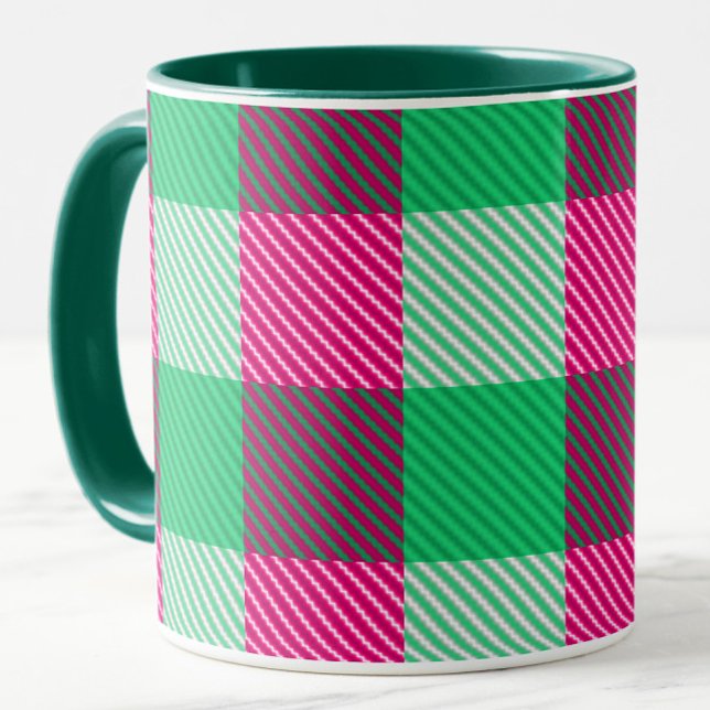 Pink Green Gingham Check Design  Mug (Creator Uploaded)